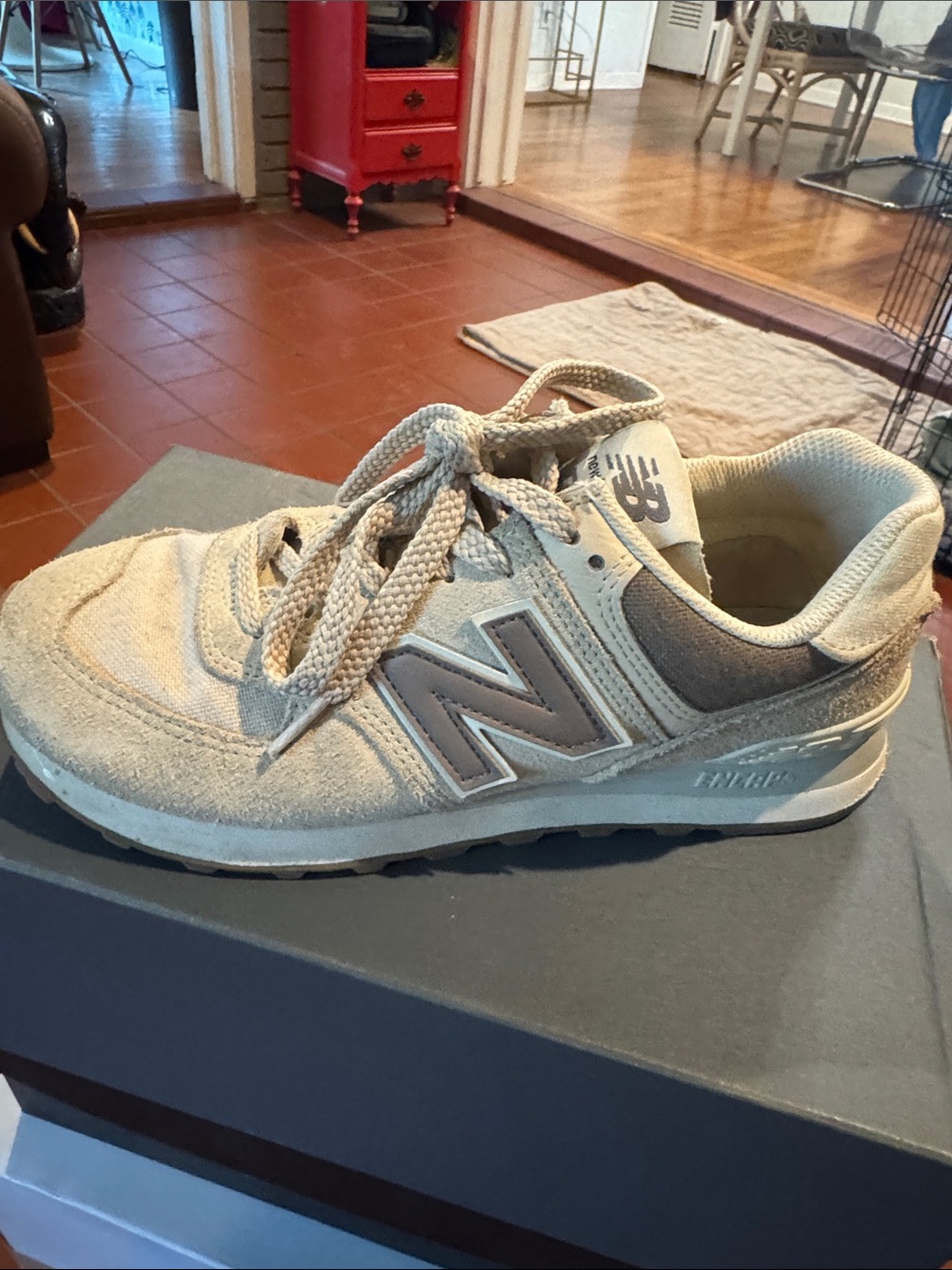 New Balance  Beige/Taupe Classic 574 Sneaker size 8